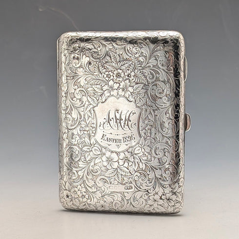 1892 English Antique Sterling Silver Hinged Card Case by Nathan & Hayes