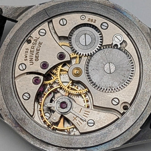 Late 1950s Universal Men's Mechanical Watch Cal.262 Stainless Steel Case Good Working Condition