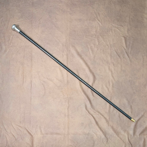 1916年 英国アンティーク ブラックシャフト 純銀ロンデルハンドル 杖 90cm