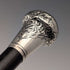 1916 English Antique Black Shaft Sterling Silver Rondel Handle Walking Stick 90cm