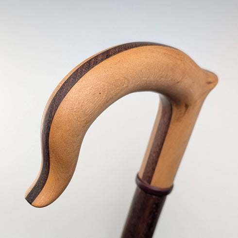 ヴィンテージ ロングステッキ 八角形シャフト&ツートーン・ウッドハンドル 杖 133cm