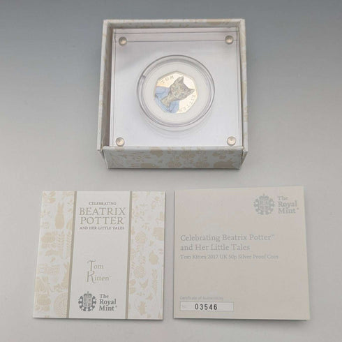 英国 ビアトリクス・ポター 生誕150年記念 「子猫のトム」50ペンス記念銀貨 RoyalMint ケース・説明書付