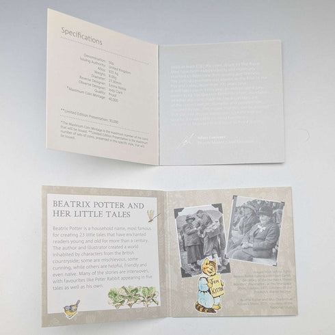英国 ビアトリクス・ポター 生誕150年記念 「子猫のトム」50ペンス記念銀貨 RoyalMint ケース・説明書付