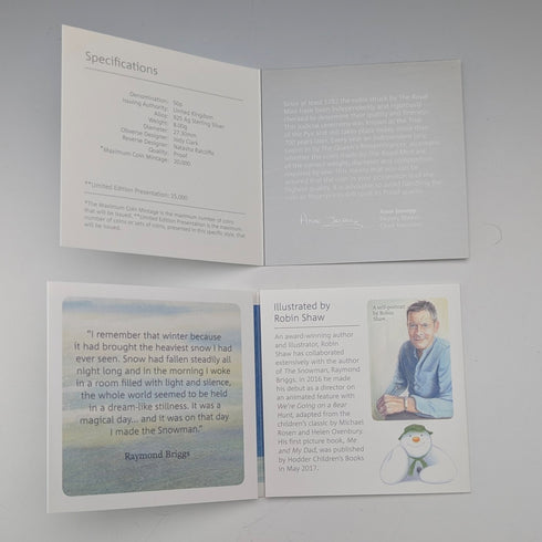 英国 「スノーマン」出版40周年記念 50ペンス記念銀貨 RoyalMint ケース・説明書付