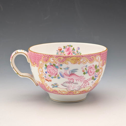 English Vintage Minton Pink Cockatrice Teacup Trio