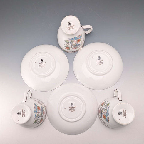 British Vintage Wedgwood "Kutani Crane" Cup & Saucer, Set of 3 (2)