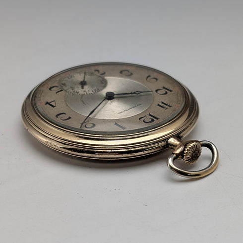 Antique Swiss EVERSTRONG Pocket Watch Gold Plated Slim Open Face Good Working Condition