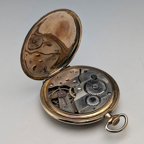 Antique Swiss EVERSTRONG Pocket Watch Gold Plated Slim Open Face Good Working Condition