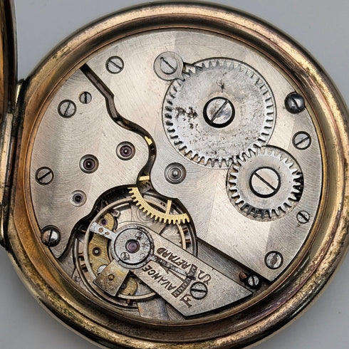 Antique Swiss EVERSTRONG Pocket Watch Gold Plated Slim Open Face Good Working Condition