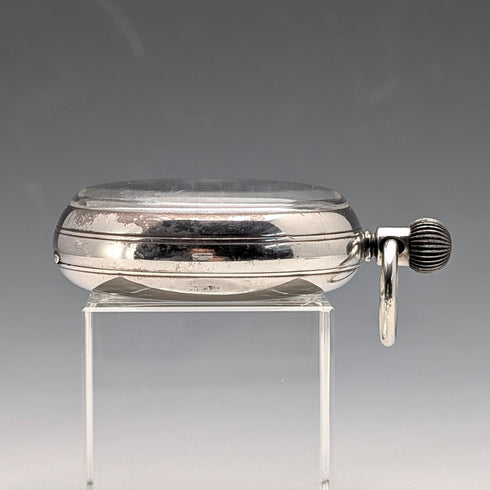 1887 Antique British J.W. Benson Pocket Watch Sterling Silver Open Face Good Working Order