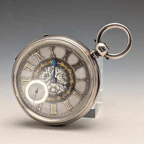 1873 British Antique Ornate Dial Key-Wind Pocket Watch, 55mm Diameter, H Osburn, For Parts/Repair
