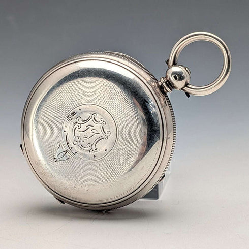 1873年 英国アンティーク 装飾ダイヤル 鍵巻き 懐中時計 直径55mm H Osburn ジャンク品