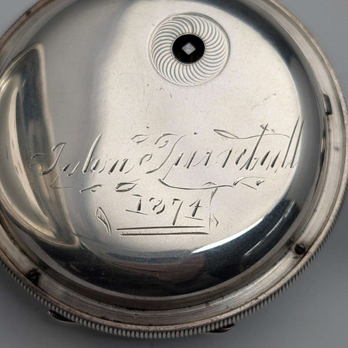 1873年 英国アンティーク 装飾ダイヤル 鍵巻き 懐中時計 直径55mm H Osburn ジャンク品