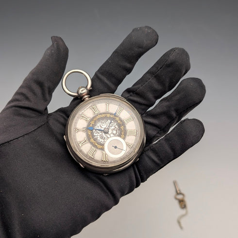 1873 British Antique Ornate Dial Key-Wind Pocket Watch, 55mm Diameter, H Osburn, For Parts/Repair