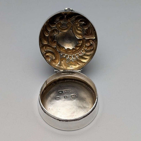 1899 British Antique Sterling Silver Small Pill Box 5.9g M Bros
