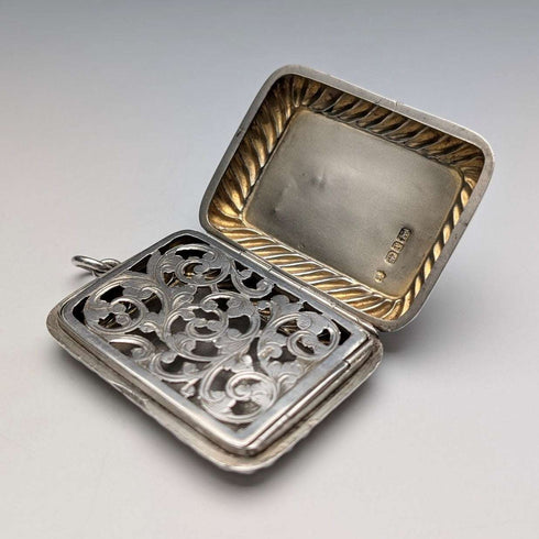 1891 English Antique Sterling Silver Vinaigrette 33g Hayes Brothers