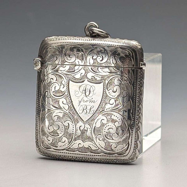 1896 English Antique Sterling Silver Vesta Case 31g J. Wilmot