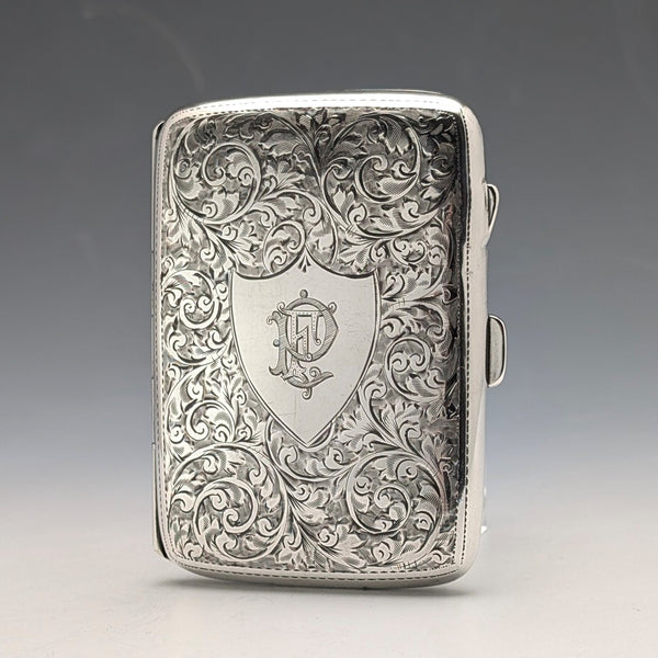 1919 English Antique Sterling Silver Cigarette Case 60g Constantine & Floyd