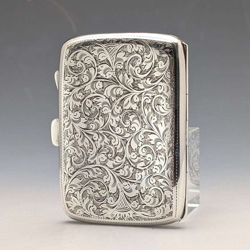 1919 English Antique Sterling Silver Cigarette Case 60g Constantine & Floyd