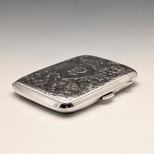 1919 English Antique Sterling Silver Cigarette Case 60g Constantine & Floyd