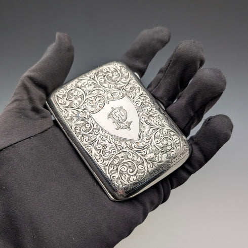 1919 English Antique Sterling Silver Cigarette Case 60g Constantine & Floyd