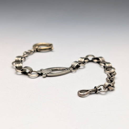 Vintage Silver Plated Fancy Link Albert Chain with Bolt Ring Clasps
