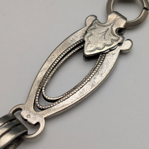 Vintage Silver Plated Fancy Link Albert Chain with Bolt Ring Clasps