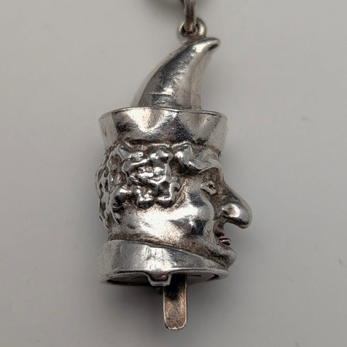 1900年頃 英国アンティーク 純銀製アルバートチェーン 62g Mr.パンチ チャームフォブ