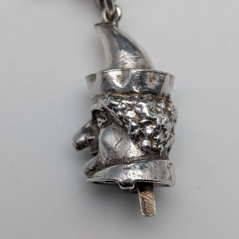 1900年頃 英国アンティーク 純銀製アルバートチェーン 62g Mr.パンチ チャームフォブ