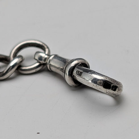 1900年頃 英国アンティーク 純銀製アルバートチェーン 62g Mr.パンチ チャームフォブ