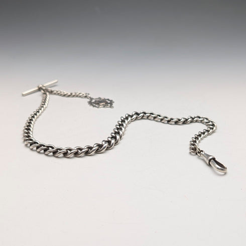 1889 British Antique Sterling Silver Albert Chain 50g Sterling Silver Medal Fob