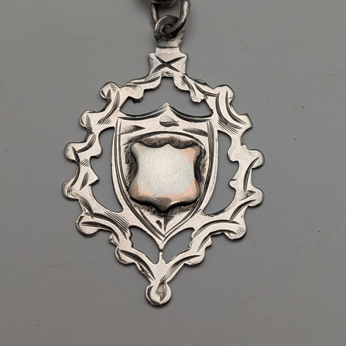 1889 British Antique Sterling Silver Albert Chain 50g Sterling Silver Medal Fob