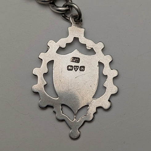1889 British Antique Sterling Silver Albert Chain 50g Sterling Silver Medal Fob
