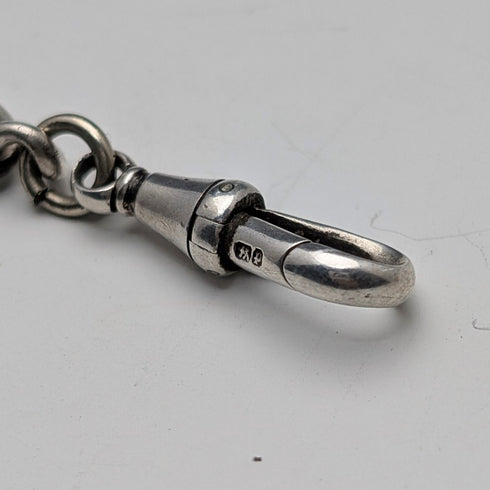 1889 British Antique Sterling Silver Albert Chain 50g Sterling Silver Medal Fob