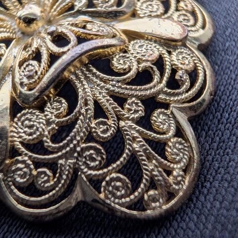 ドイツヴィンテージ 純銀ギルト フィリグリー ペンダント 新品チェーン付き