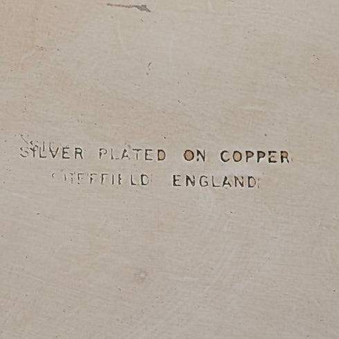 英国ヴィンテージ シルバープレート製 脚付きサルヴァ 直径30cm