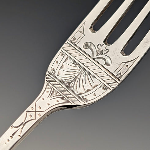 1874年頃 英国アンティーク 純銀製 クリスニングカトラリーセット 計89g Walker&Hall ケース入