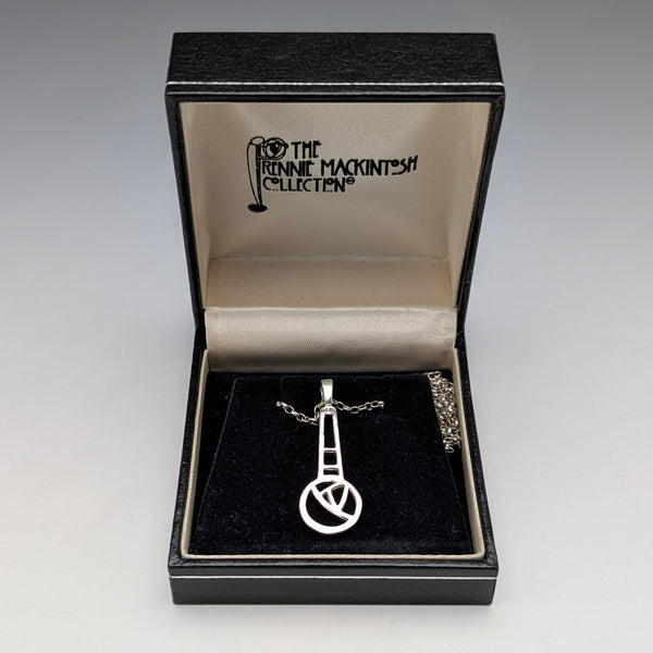 英国ヴィンテージ マッキントッシュローズ 純銀ペンダント 純銀ネックレス ケース付き