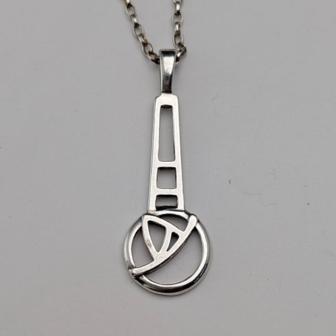 英国ヴィンテージ マッキントッシュローズ 純銀ペンダント 純銀ネックレス ケース付き