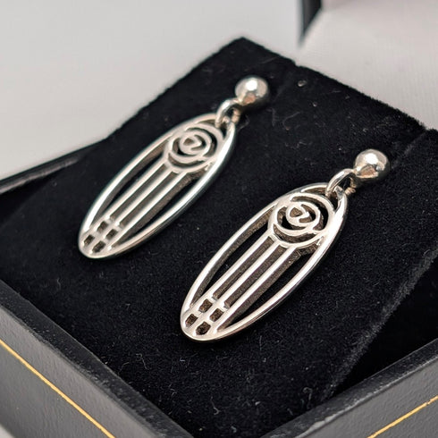 英国ヴィンテージ 純銀製 マッキントシュローズ ピアス ケース付き