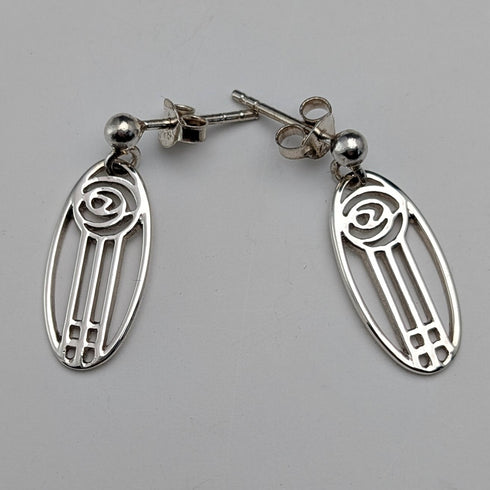 英国ヴィンテージ 純銀製 マッキントシュローズ ピアス ケース付き