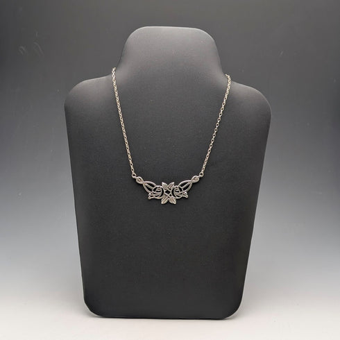 英国ヴィンテージ 純銀製 マッキントッシュローズ ドロップネックレス ケース付き