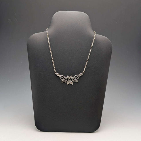 British Vintage Sterling Silver Mackintosh Rose Drop Necklace with Case