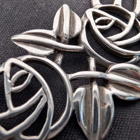 British Vintage Sterling Silver Mackintosh Rose Drop Necklace with Case