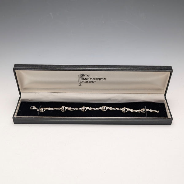 英国ヴィンテージ 純銀製 マッキントッシュローズ ブレスレット ケース付き