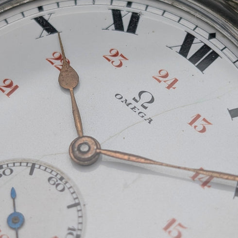 1920年頃 アンティーク オメガ 懐中時計 合金ケース オープンフェース 動作良好