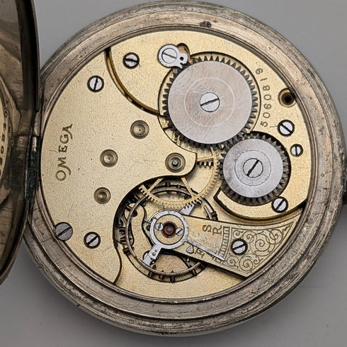 1920年頃 アンティーク オメガ 懐中時計 合金ケース オープンフェース 動作良好