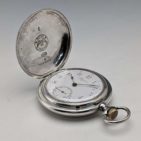 1913年頃 アンティーク ロンジン 懐中時計 銀側ハンターケース 動作良好