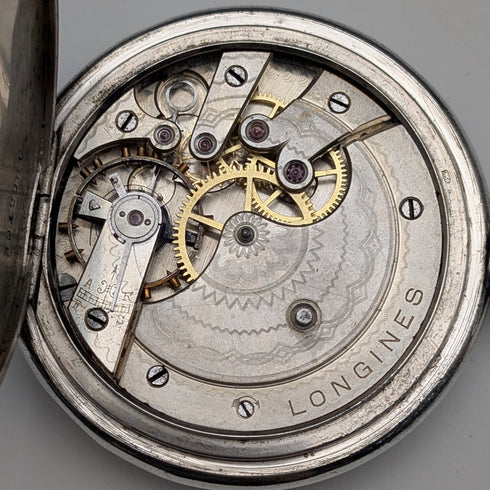 1913年頃 アンティーク ロンジン 懐中時計 銀側ハンターケース 動作良好