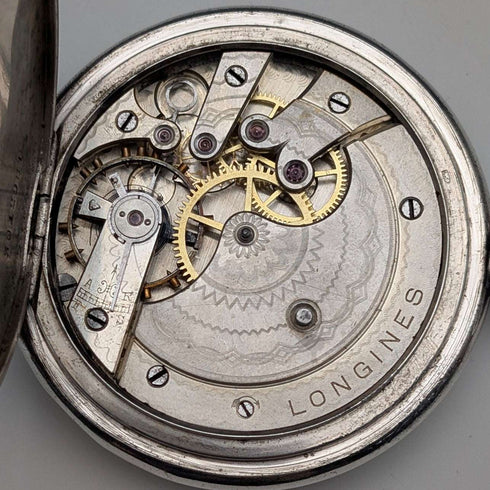 1913年頃 アンティーク ロンジン 懐中時計 銀側ハンターケース 動作良好